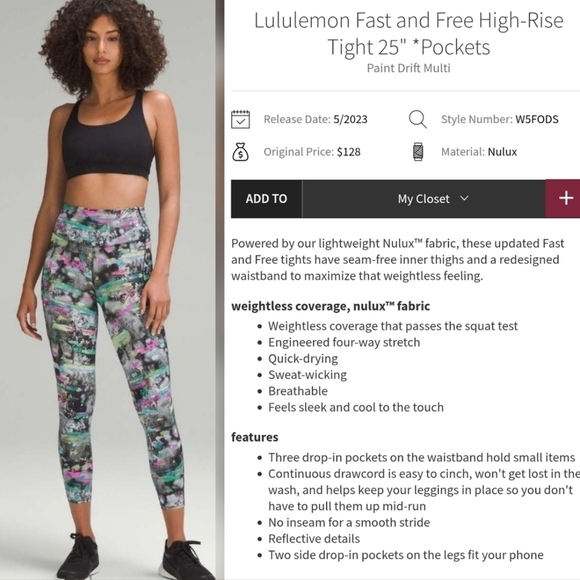 🇨🇦 Lululemon Paint Drift Multi Fast & Free High-Rise Leggings with Pockets - Picture 14 of 16